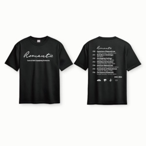 セントラル愛知交響楽団 Central Aichi Symphony Orchestra｜“Romantic” Tシャツ｜2025-2026 シーズン｜クリエイティヴディレクション グラフィックデザイン｜角田鋼亮（音楽監督・指揮者）公益社団法人セントラル愛知交響楽団｜愛知県名古屋市中村区｜表・裏｜ブラック / ホワイト