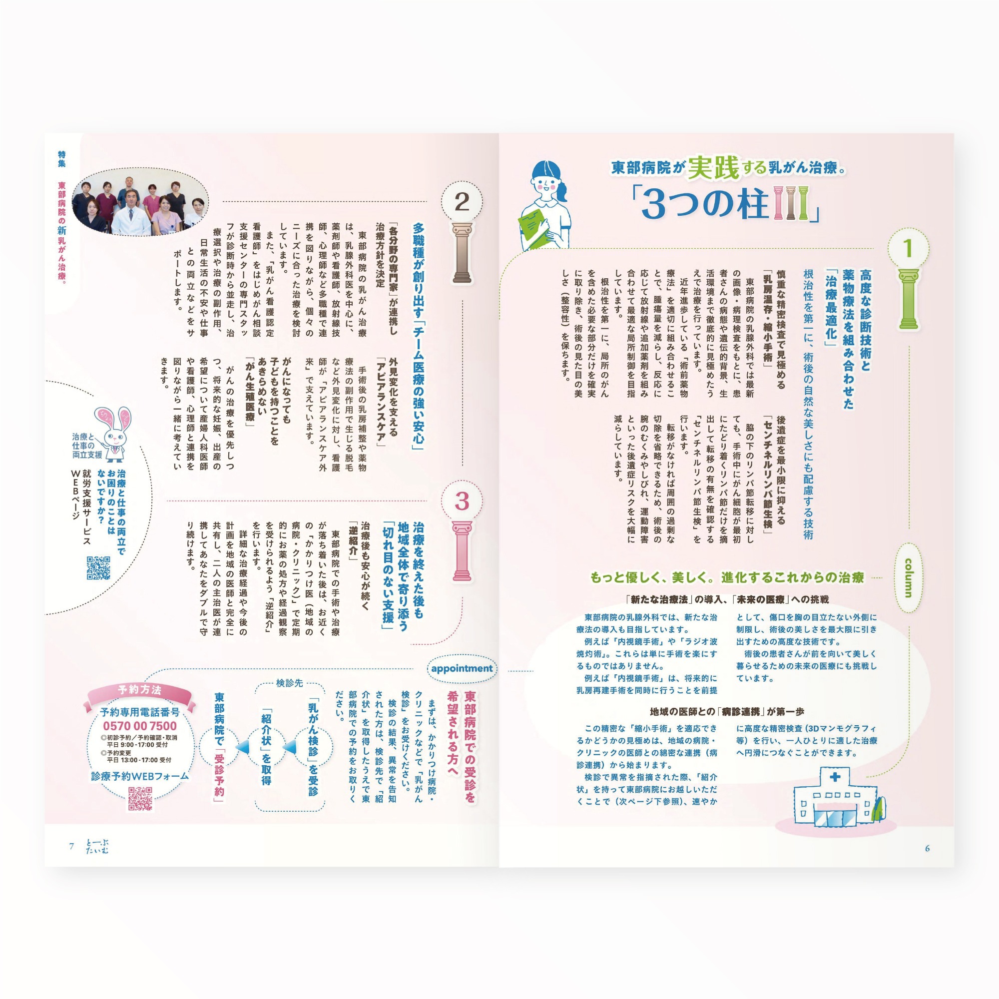 とーぶたいむ 47号夏 2026｜定期刊行物｜PR広報誌｜済生会横浜市東部病院｜アートディレクション グラフィックデザイン 企画編集 エディトリアルデザイン ブックデザイン タイトルロゴ｜神奈川県横浜市鶴見区｜特集「東部病院の新乳がん治療。」